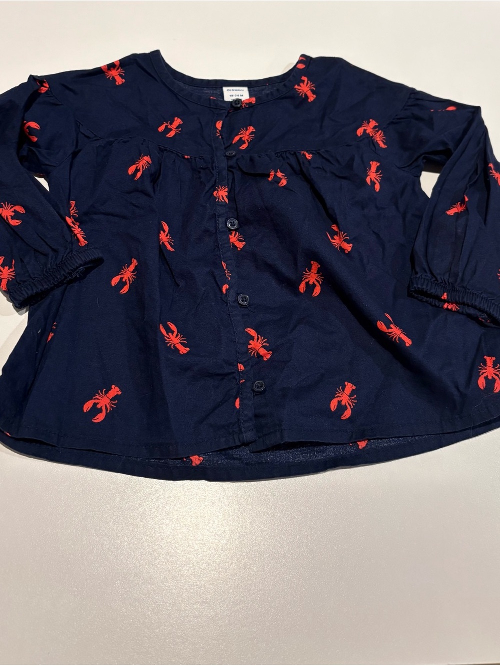 Old Navy Navy and Red Lobster Button-Front Top